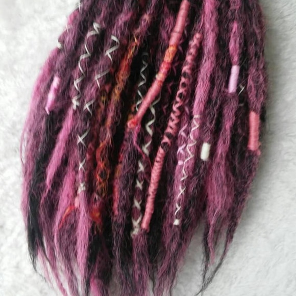 crochet decorated knotty pink black dreadlocks main image 3
